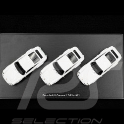 Set de 3 Porsche 911 Carrera RS 2.7 1973 Blanc Bandes Vertes / Bleues / Rouges 1/43 Schuco 450725700