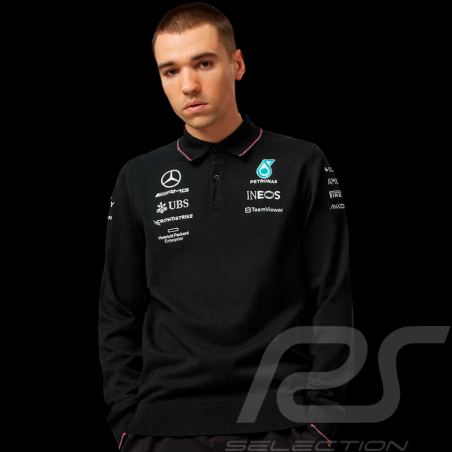 Polo Tricoté Mercedes-AMG PETRONAS F1 Russel / Antonelli à manches longues Puma Noir 701224811 001 - Homme