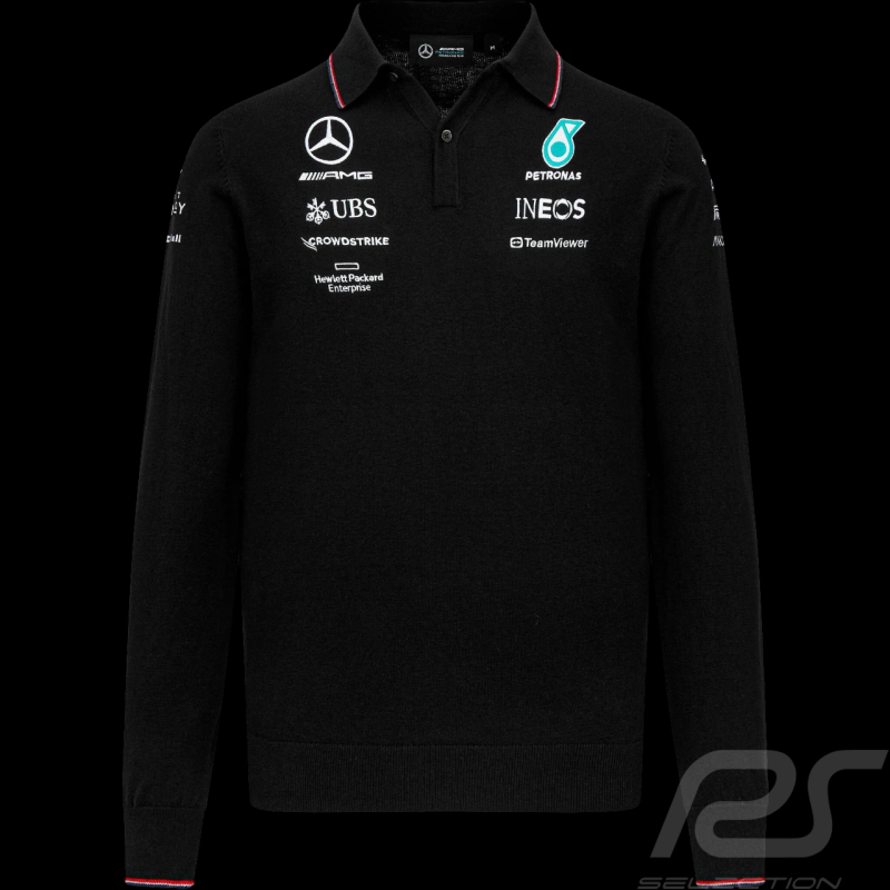 Mercedes-AMG Knitted polo PETRONAS F1 Russel / Antonelli long-sleeved Puma Black 701224811 001 - Men