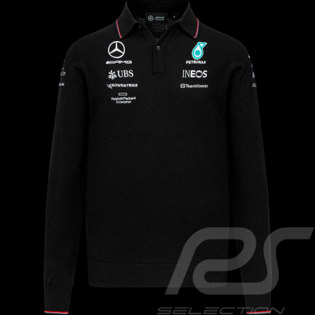 Mercedes-AMG Knitted polo PETRONAS F1 Russel / Antonelli long-sleeved Puma Black 701224811 001 - Men