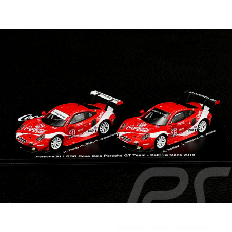 Coffret Porsche 911 RSR type 991 Coca-Cola Petit Le Mans 2019 n° 911 & n° 912 1/64 Spark YCOMBO64007