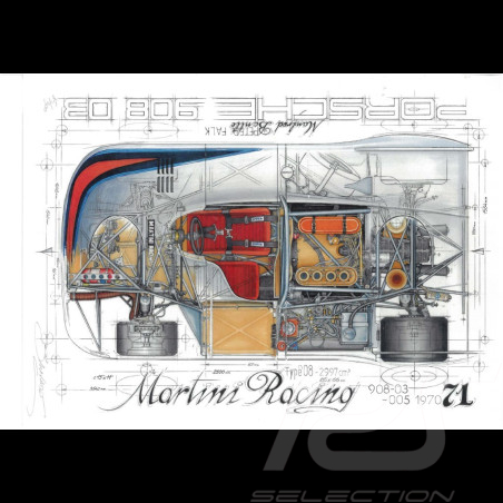 Porsche 908 / 03 Martini dessin original de Sébastien Sauvadet