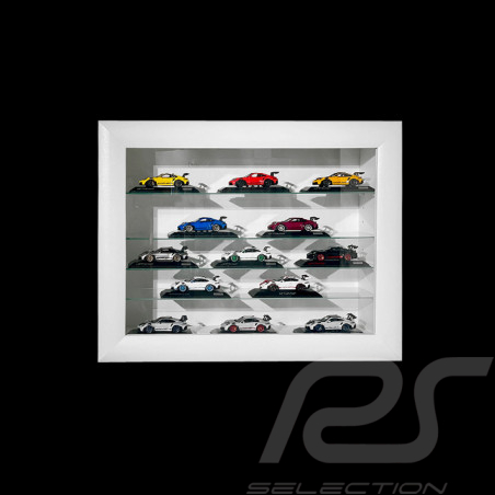 Wall showcase for 8 to 50 Porsche models scale 1/43 1/24 1/18 - White