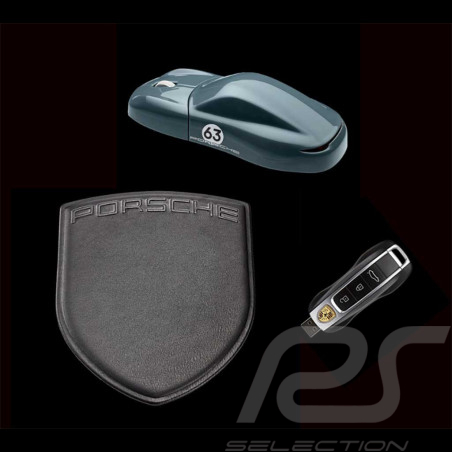 Set Souris Porsche 911 60 ans n° 63 Bleu Rivage + Tapis de souris + Clé USB