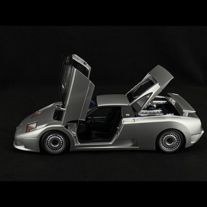 Miniature Bugatti EB110 1991, échelle 1/12, KK-Scale, Gris Métal, 3 Ouvrants