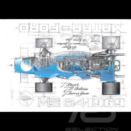 Jackie Stewart Matra MS84 n° 2 Champion du Monde 1969 dessin original de Sébastien Sauvadet