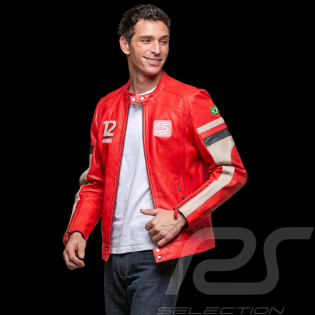 Ayrton Senna Lederjacke Magic Senna Rot - Herren 27550-0196