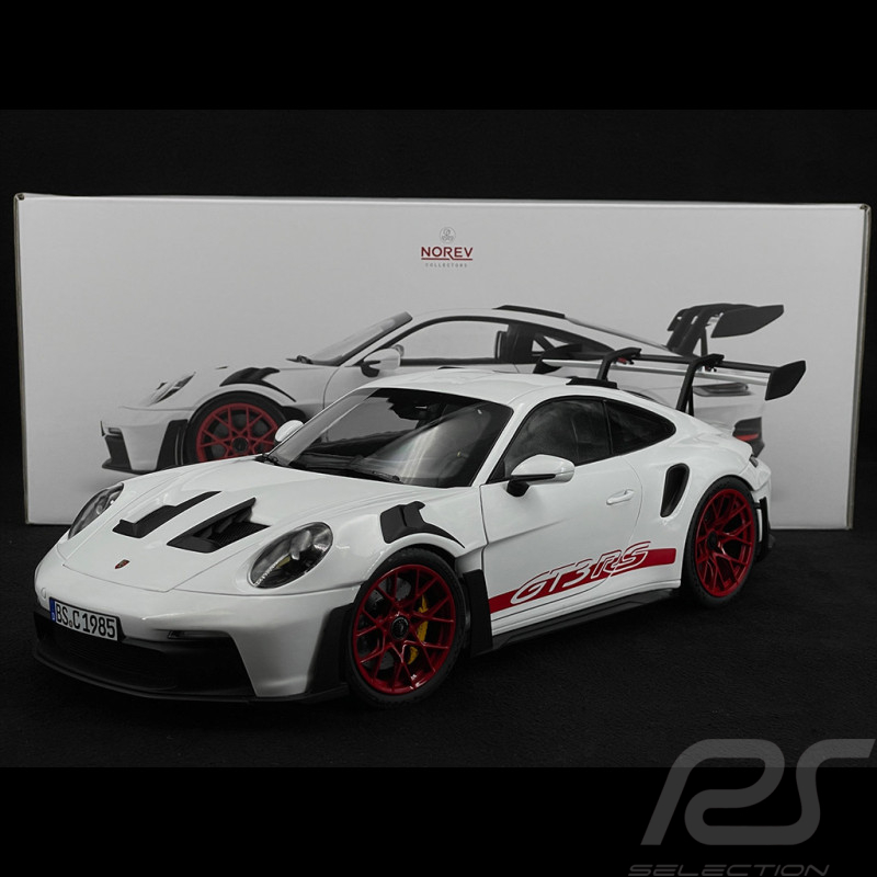 Porsche 911 GT3 RS Type 992 2022 Weiß / Pyrorote Streifen 1/12 Norev 127530