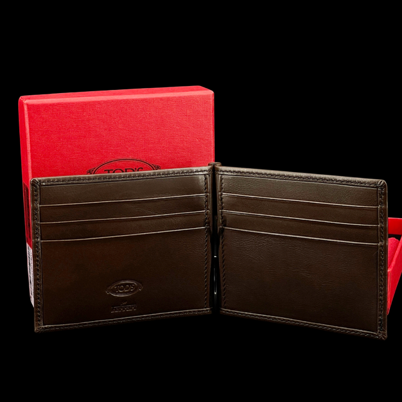 Ferrari Card Holder Tod's Panel Wallet Brown Leather L2757