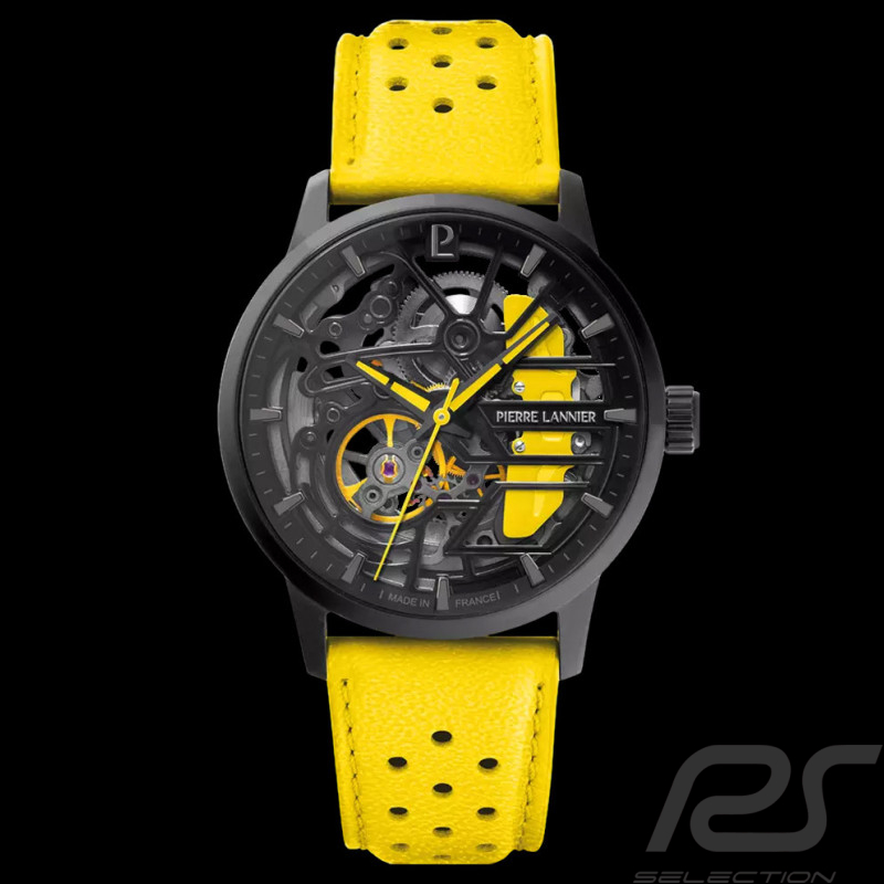 Paddock Automatikuhr Racing Gelb Lederarmband Hergestellt in Frankreich Pierre Lannier 145G849 - damen