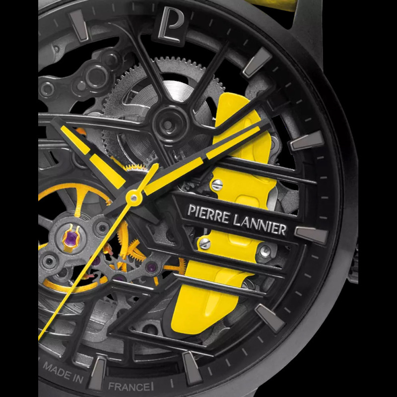 Paddock Automatic Watch Yellow Racing Leather bracelet Made in France ...