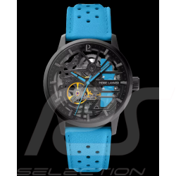 Paddock Automatic Watch Blue Racing Leather bracelet Made in France Pierre Lannier 145G866 - women