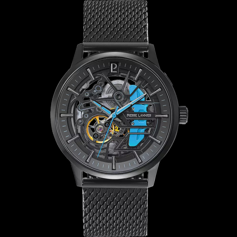 Paddock Automatic Watch Black / Blue Metal bracelet Made in France