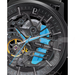 Paddock Automatikuhr Schwarz / Gelb Metallarmband Hergestellt in Frankreich Pierre Lannier 345A469