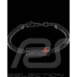 Bracelet Paddock Noir / Rouge Cuir Tressé Fabriqué en France Pierre Lannier BJ40A1551