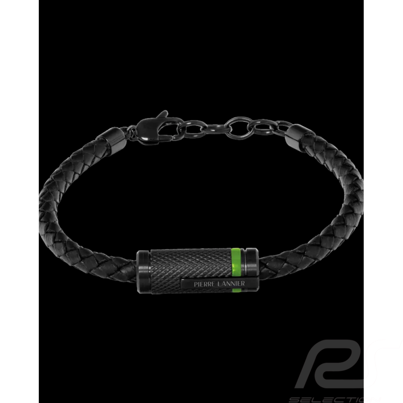 Paddock Armband Black / Grün Geflochtenes Leder Hergestellt in Frankreich Pierre Lannier BJ40A1571