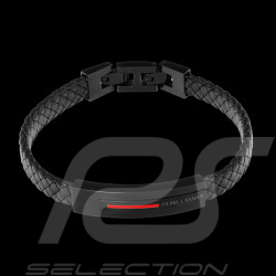 Paddock Bracelet Black / Red Steel and Plaited Leather Pierre Lannier BJ40A5501
