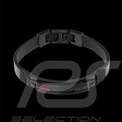 Bracelet Paddock Noir / Rouge Acier et cuir Pierre Lannier BJ40A5551