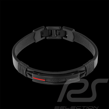 Bracelet Paddock Noir / Rouge Acier et cuir Pierre Lannier BJ40A5551