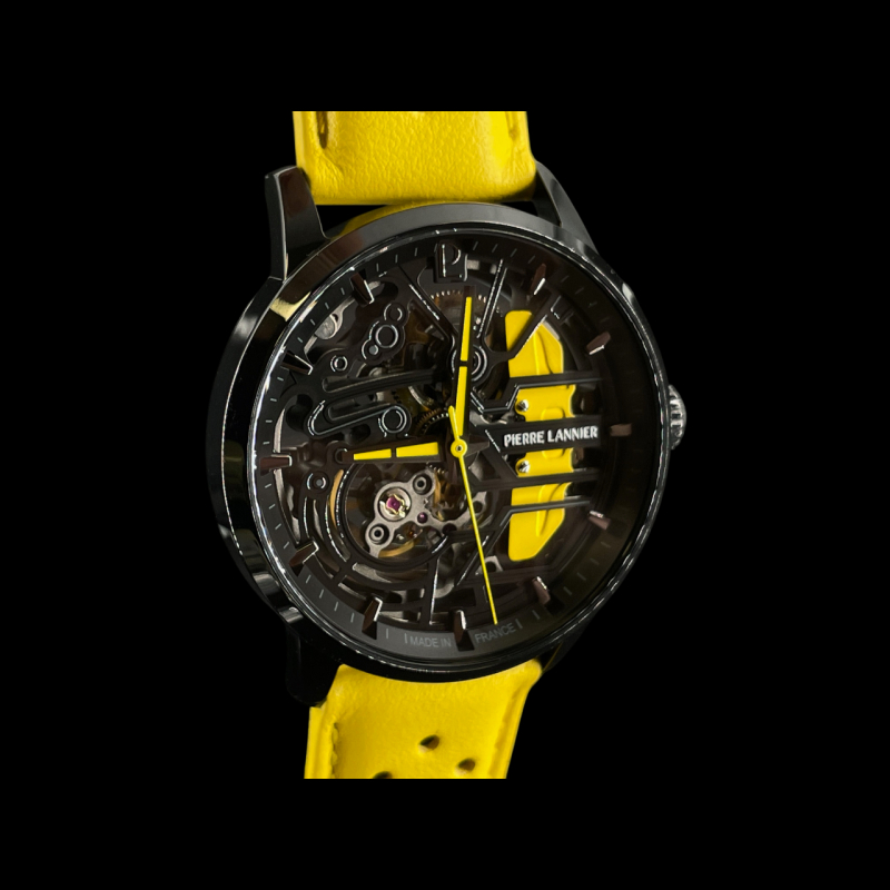 Paddock Automatic Watch Yellow Racing Leather bracelet Made in France ...
