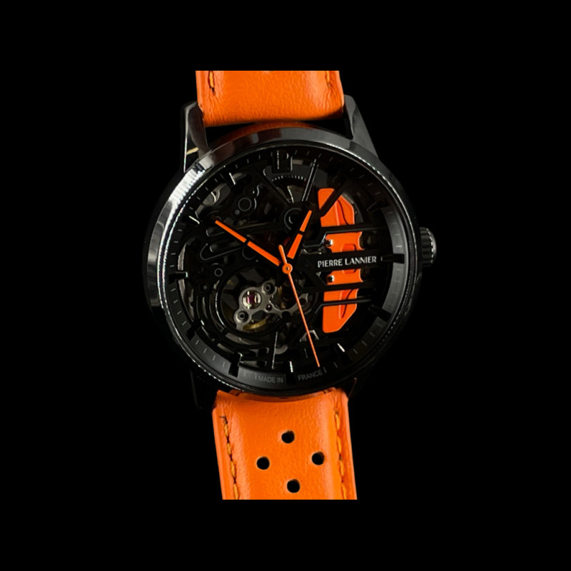Paddock Automatic Watch Orange Racing Leather bracelet Made in France ...