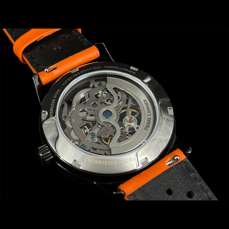 Paddock Automatic Watch Orange Racing Leather bracelet Made in France ...