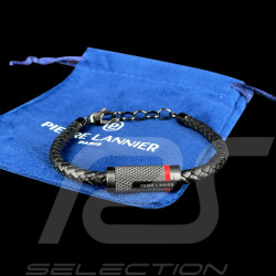 Paddock Armband Schwarz / Rot Geflochtenes Leder Pierre Lannier BJ40A1551