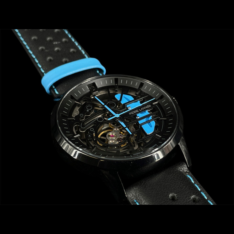 Paddock Automatic Watch Black / Blue Leather bracelet Made in France ...