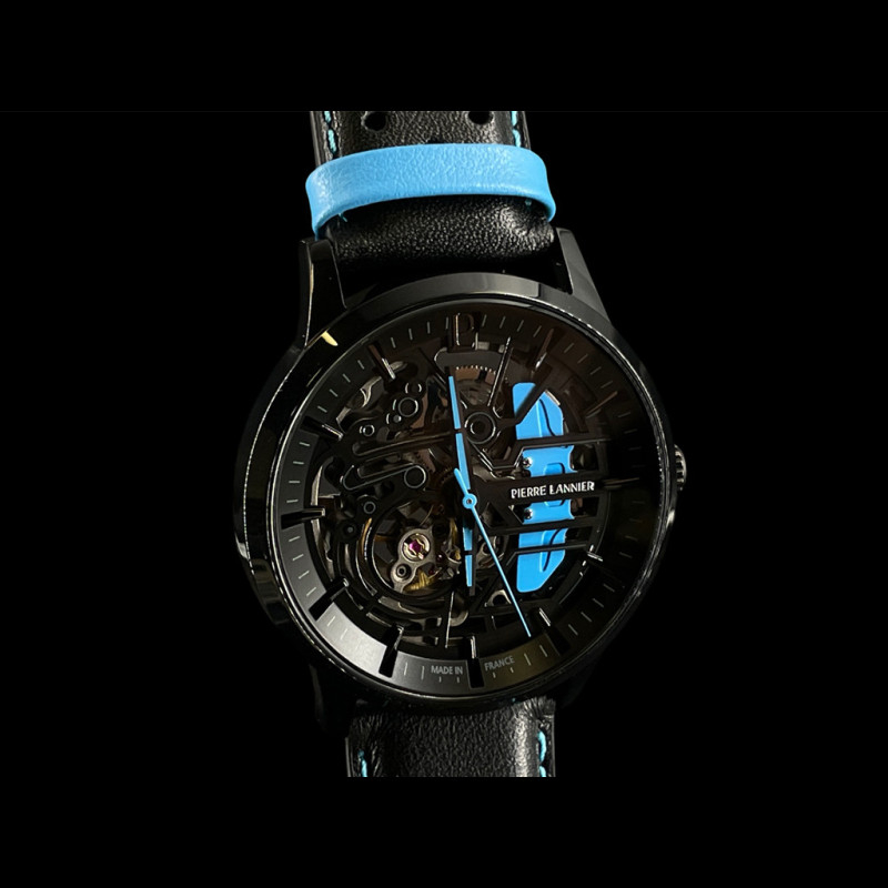Paddock Automatic Watch Black / Blue Leather bracelet Made in France ...