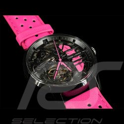 Paddock Automatikuhr Racing Rosa Lederarmband Hergestellt in Frankreich Pierre Lannier 145G895 - damen