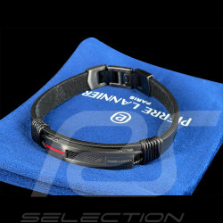 Paddock Bracelet Black / Red Steel and Leather Pierre Lannier BJ40A5551