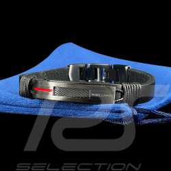 Bracelet Paddock Noir / Rouge Acier et cuir Pierre Lannier BJ40A5551