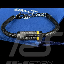 Paddock Bracelet Black / Yellow Plaited Leather Pierre Lannier BJ40A1541