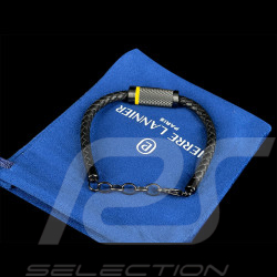 Paddock Bracelet Black / Yellow Plaited Leather Pierre Lannier BJ40A1541