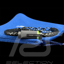 Bracelet Paddock Noir / Vert Cuir Tressé Pierre Lannier BJ40A1571