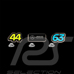 Set de 3 Pins Mercedes Pas Cher AMG Petronas F1 Team Hamilton n° 44 / Russell n° 63 701227069-001
