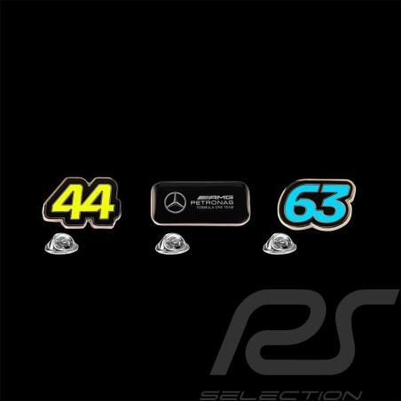 Set de 3 Pins Mercedes Pas Cher AMG Petronas F1 Team Hamilton n° 44 / Russell n° 63 701227069-001