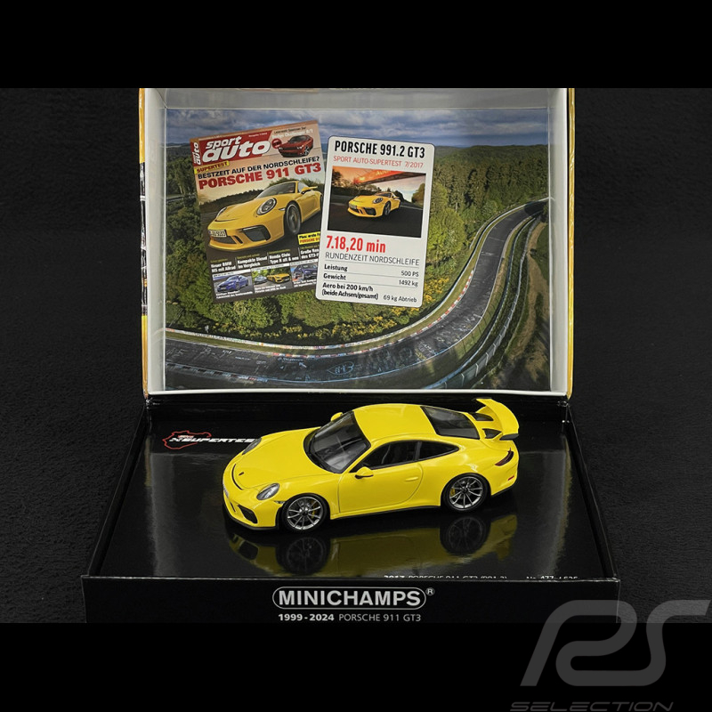 Porsche 911 GT3 Typ 991 2017 Test Nürburgring Racing Gelb 1/43 Minichamps 410066029