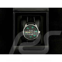 Montre automatique compteur de vitesse Porsche 911 250 km/h boitier coussin noir / fond noir / chiffres verts