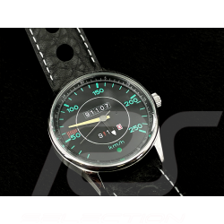Montre automatique compteur de vitesse Porsche 911 250 km/h boitier coussin noir / fond noir / chiffres verts