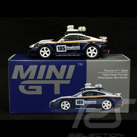 Porsche 911 Dakar Typ 922 2023 Roughroads Enzianblau / Weiß 1/64 Mini GT MGT00805-L