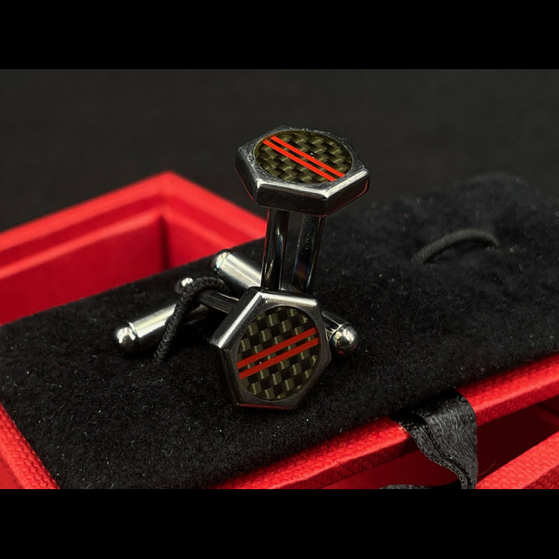 Ferrari Cufflinks Carbon F1 Team Lerclerc / Hamilton Black 4222-45