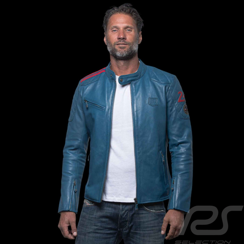 Veste cuir 24h Le Mans Duff 4 Bleu Océan - homme 27270-2773