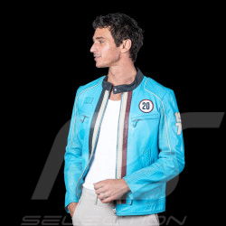 Steve McQueen Lederjacke Liam Blau Nordic Herren – Racing-Stil 1971 27671-0611