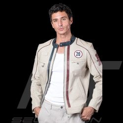 Steve McQueen Liam Ecru Leather Jacket – 1971 Racing Style for Men – Article ID 27671-2574