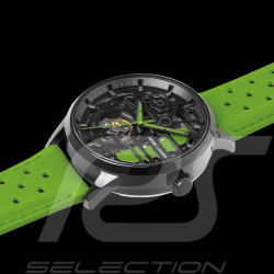 Paddock Automatic Watch Green Racing Leather bracelet Made in France Pierre Lannier 145G877 - women