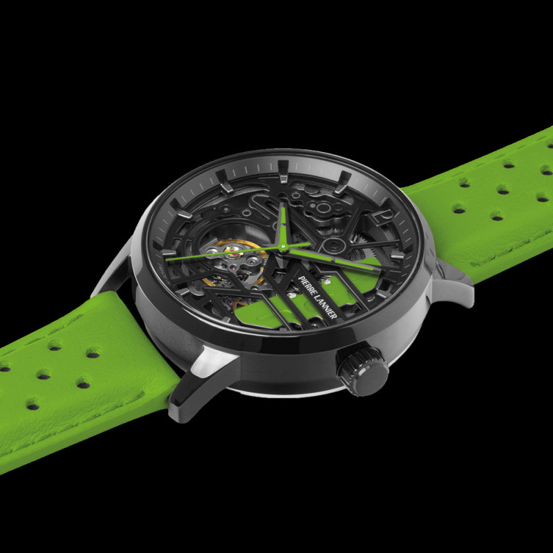Paddock Automatic Watch Green Racing Leather bracelet Made in France ...