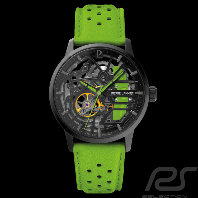 Paddock Automatikuhr Racing Grün Lederarmband Hergestellt in Frankreich Pierre Lannier 145G877 - damen