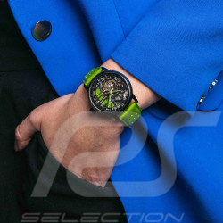 Montre automatique Paddock Vert Racing Bracelet Cuir Fabriqué en France Pierre Lannier 145G877 - femme