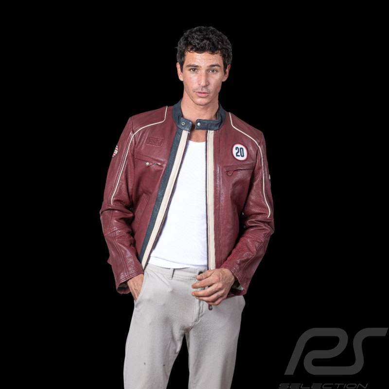 Steve McQueen Jacket Liam Dark Red Leather – 1971 Racing Style for Men – Article ID 27671-4010